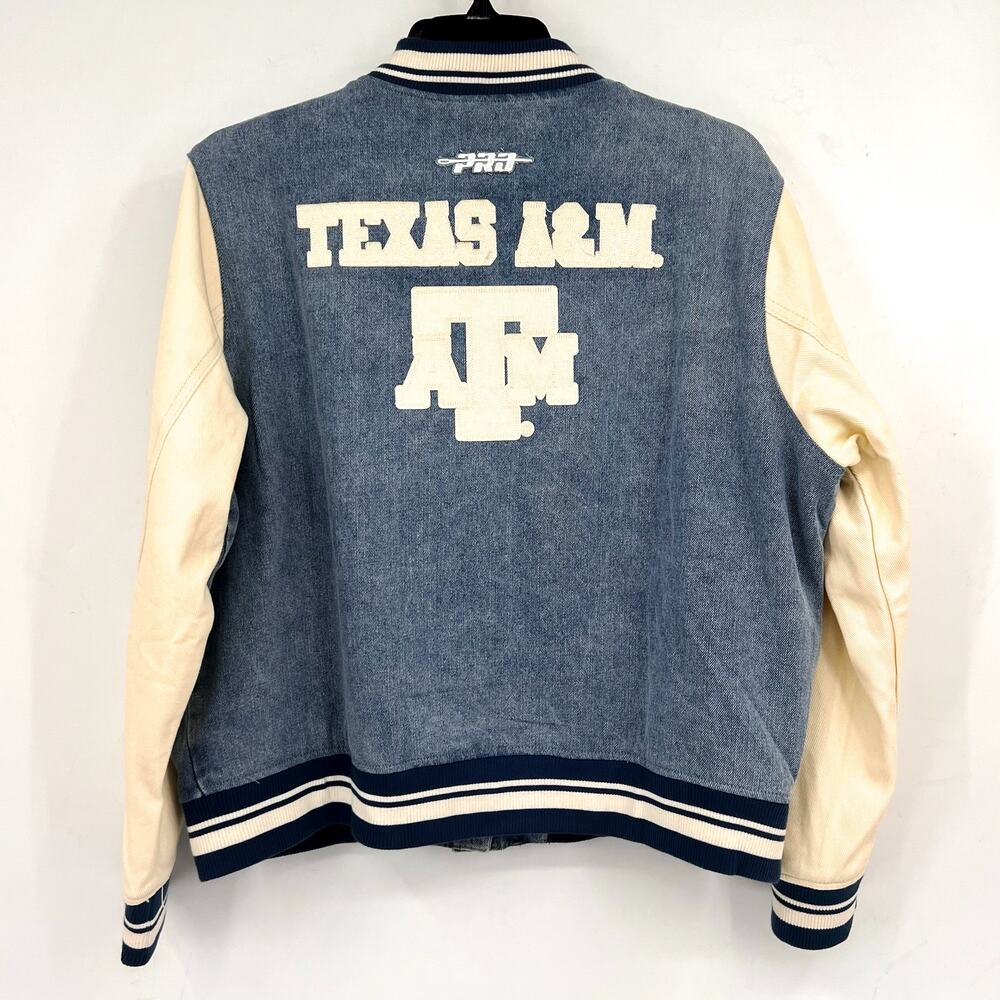 PRO STANDARD Men's Texas A&M Denim Varsity Jacket XL Blue Long Sleeve NWT